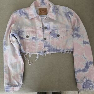 Levi's Cropped Tie-Dye Denim Jacket - Pastel Pink & Lavender